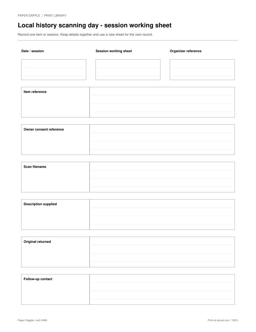 Preview of Local history scanning day - session working sheet