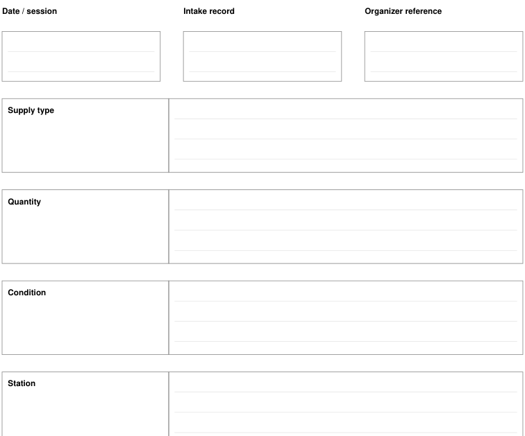 Preview of School supply swap - intake record