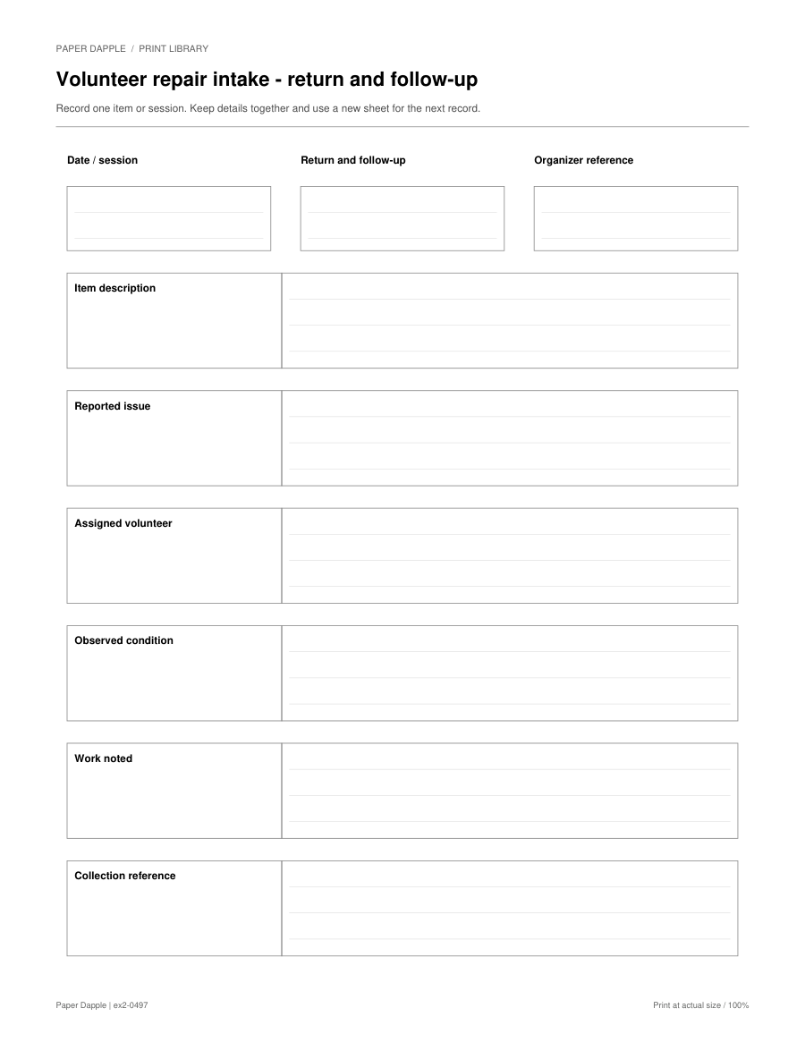 Preview of Volunteer repair intake - return and follow-up
