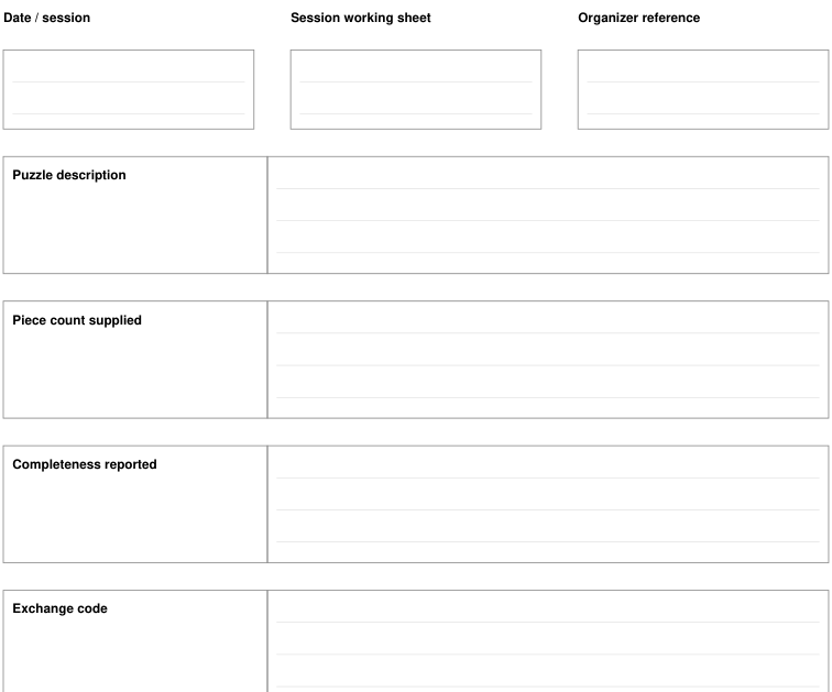 Preview of Puzzle exchange - session working sheet