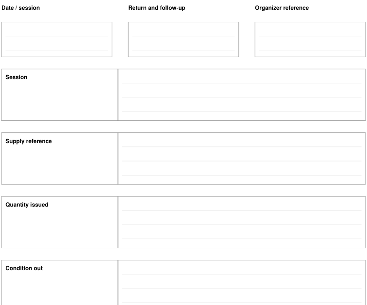 Preview of Workshop supply checkout - return and follow-up