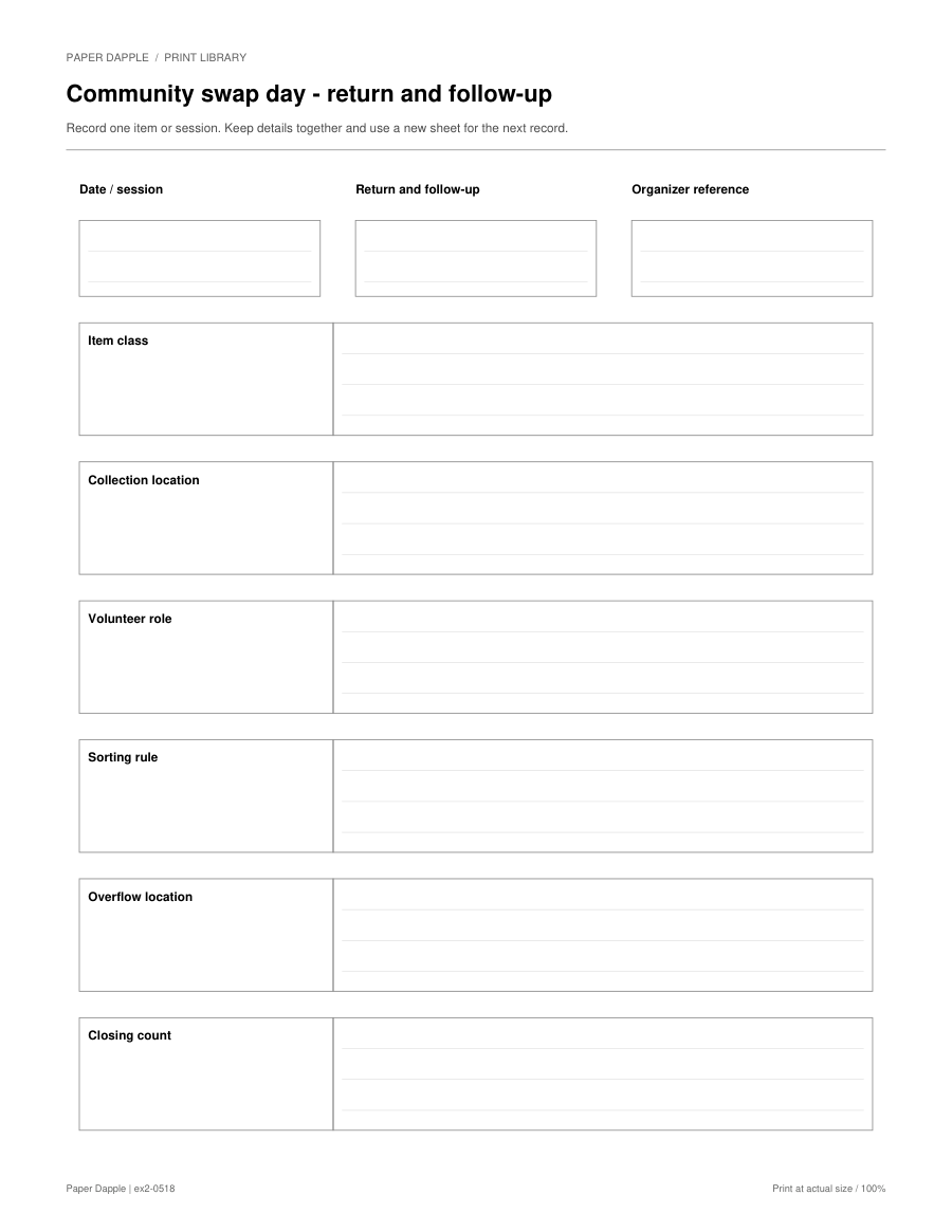 Preview of Community swap day - return and follow-up