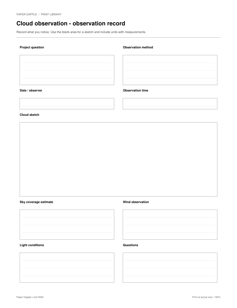 Preview of Cloud observation - observation record