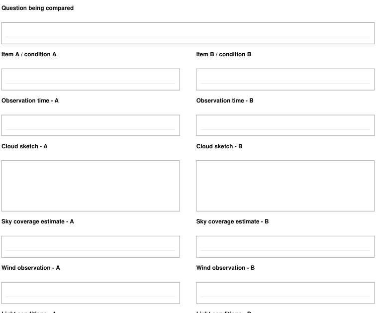 Preview of Cloud observation - comparison sheet