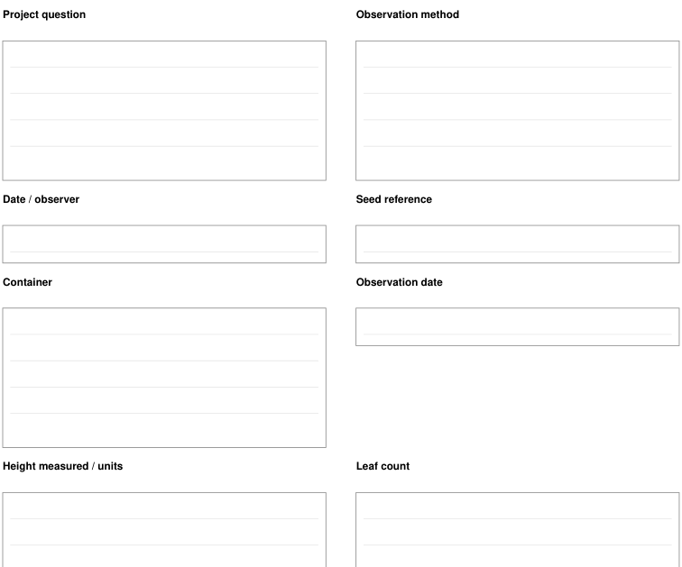 Preview of Seedling comparison - observation record