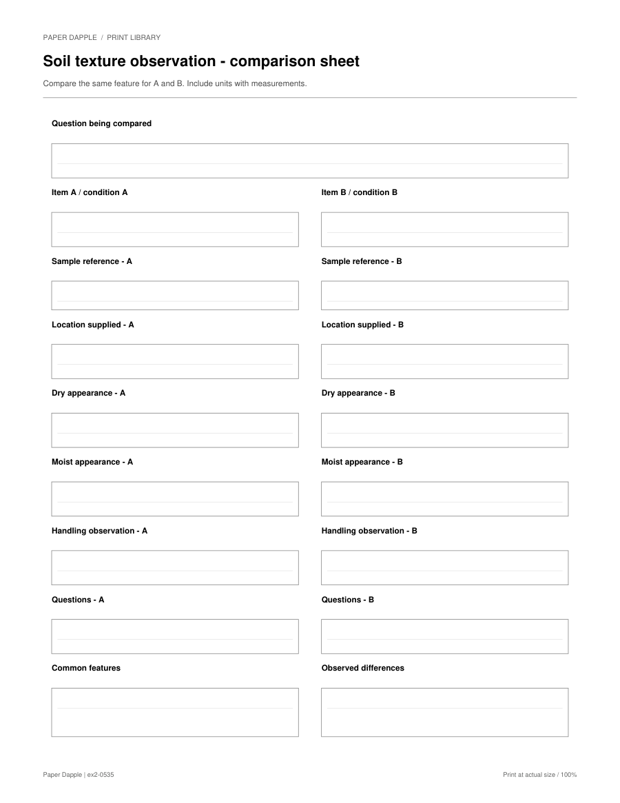 Preview of Soil texture observation - comparison sheet