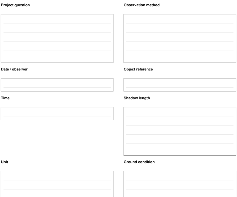 Preview of Shadow-length observation - observation record