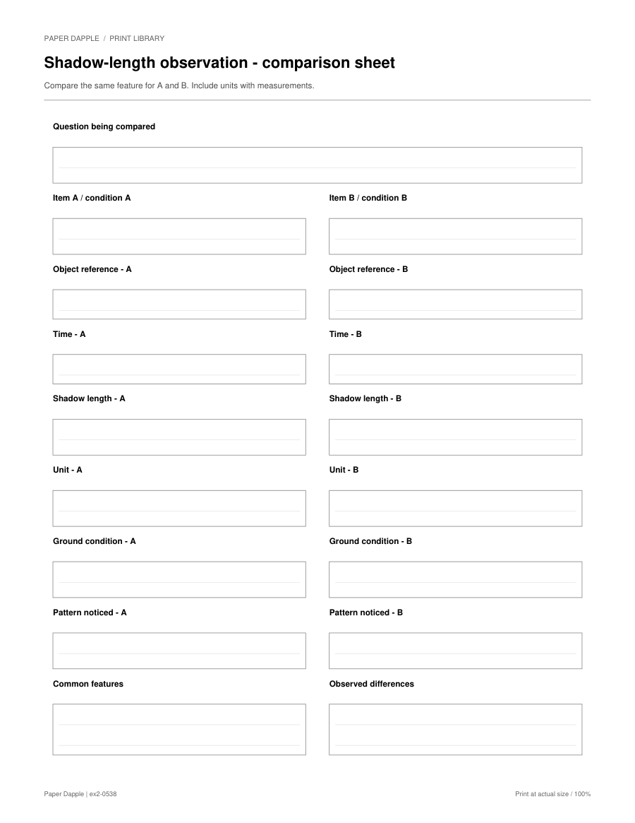 Preview of Shadow-length observation - comparison sheet