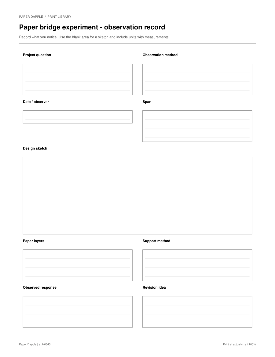 Preview of Paper bridge experiment - observation record