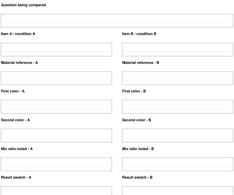 Preview of Color mixing experiment - comparison sheet