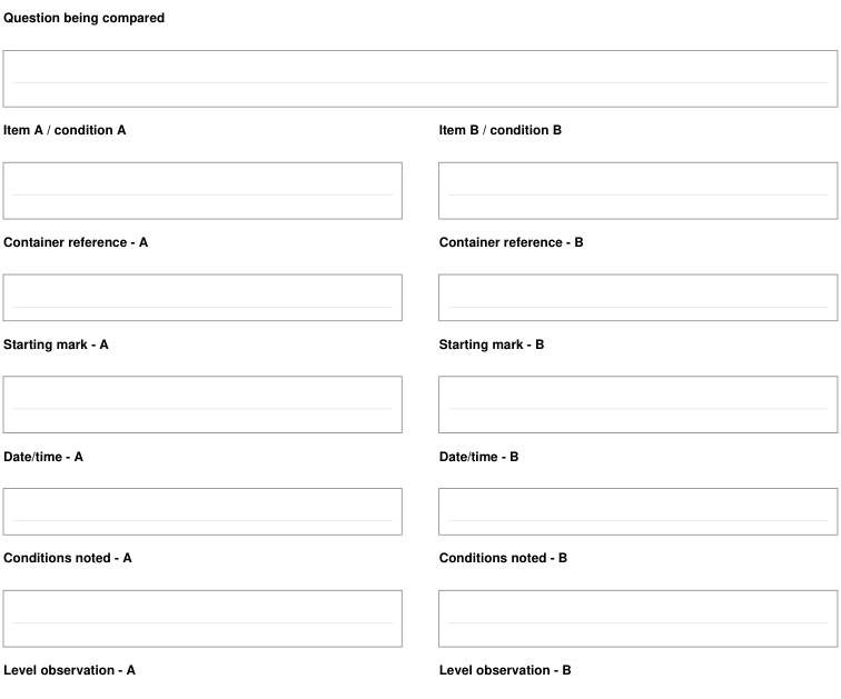 Preview of Water evaporation log - comparison sheet