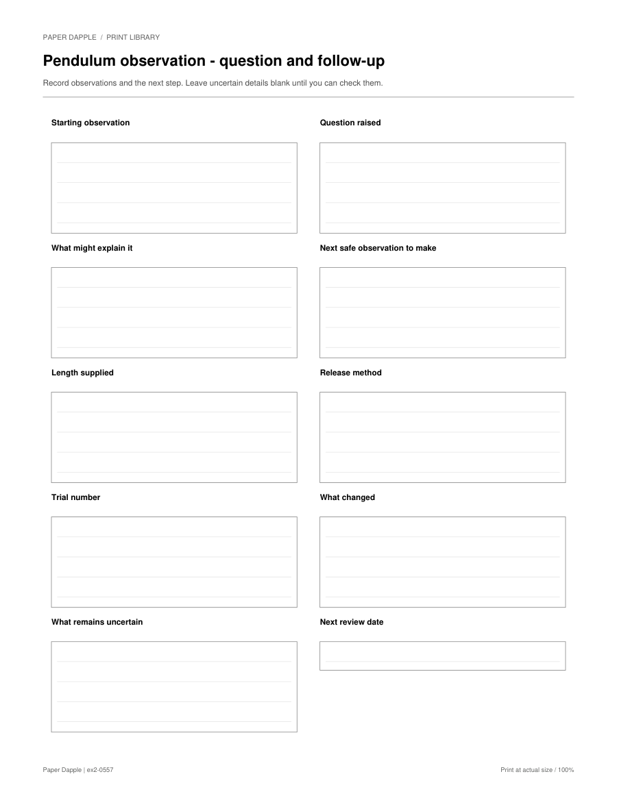 Preview of Pendulum observation - question and follow-up