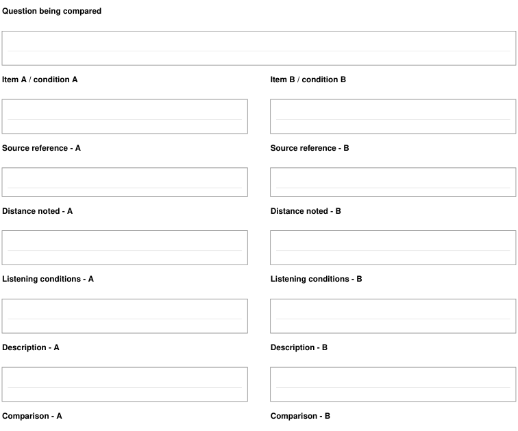 Preview of Sound comparison - comparison sheet