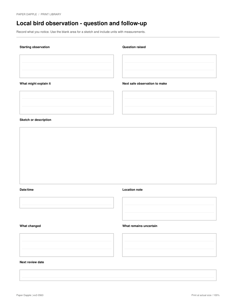 Preview of Local bird observation - question and follow-up