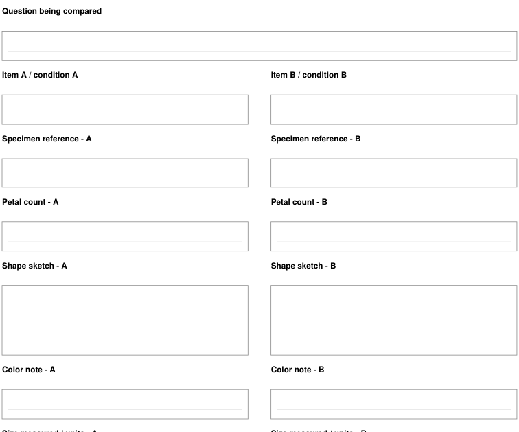 Preview of Flower structure observation - comparison sheet