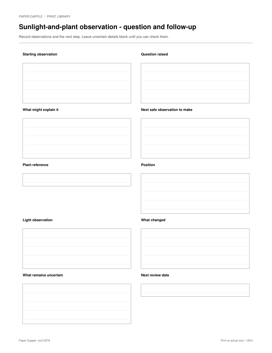Preview of Sunlight-and-plant observation - question and follow-up