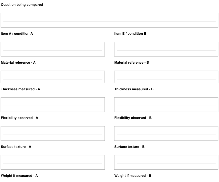 Preview of Household-material comparison - comparison sheet