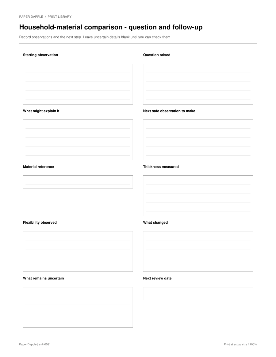 Preview of Household-material comparison - question and follow-up