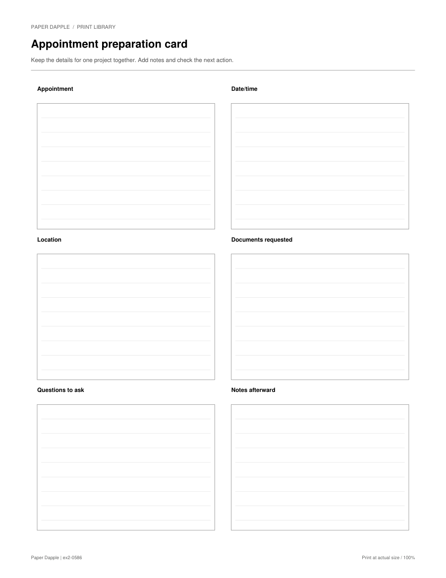 Preview of Appointment preparation card