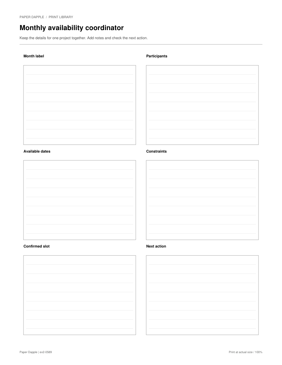 Preview of Monthly availability coordinator