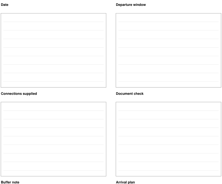 Preview of Travel-day timeline