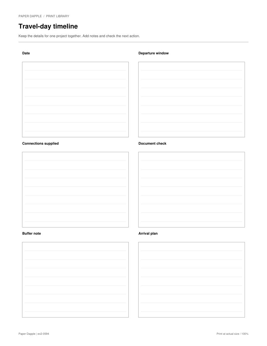 Preview of Travel-day timeline