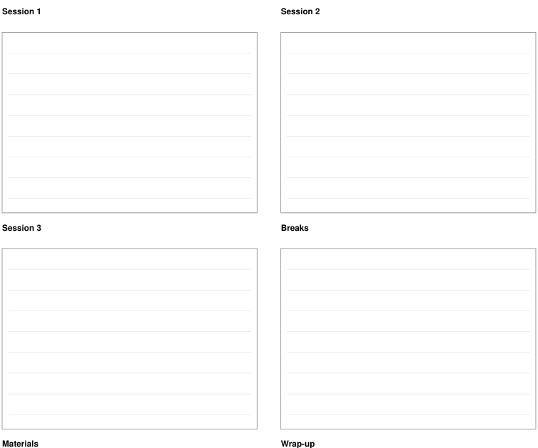 Preview of Weekend workshop timetable