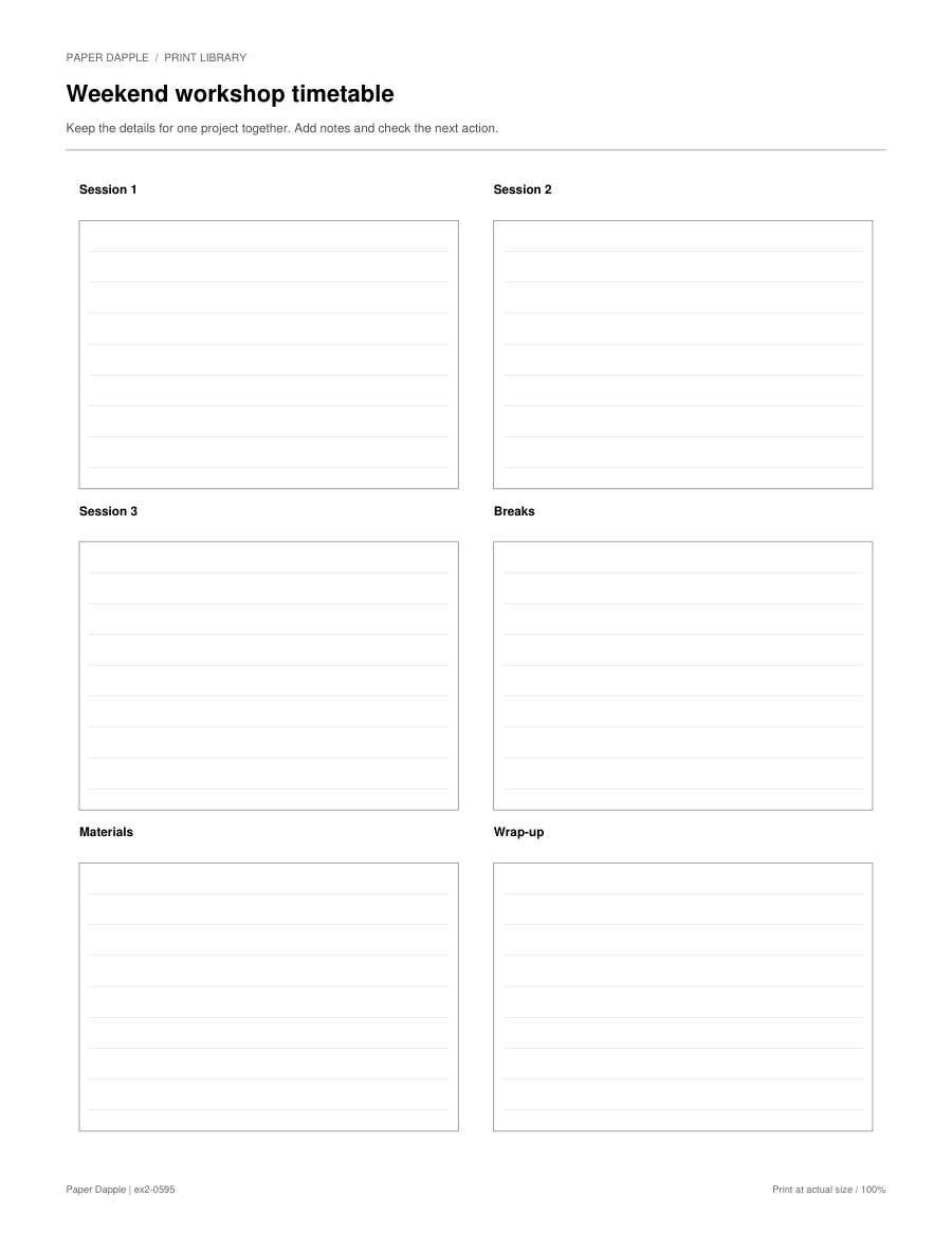 Preview of Weekend workshop timetable
