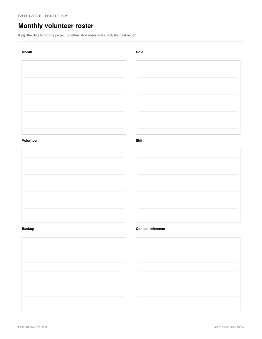 Preview of Monthly volunteer roster