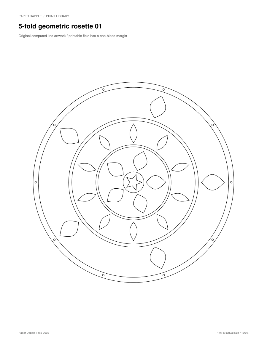Preview of 5-fold geometric rosette coloring pages