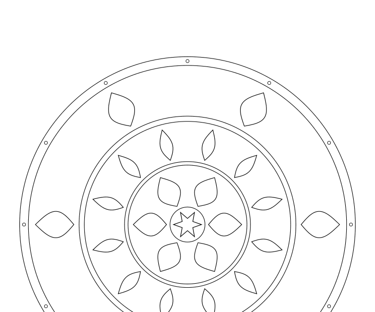 Preview of 6-fold geometric rosette coloring pages