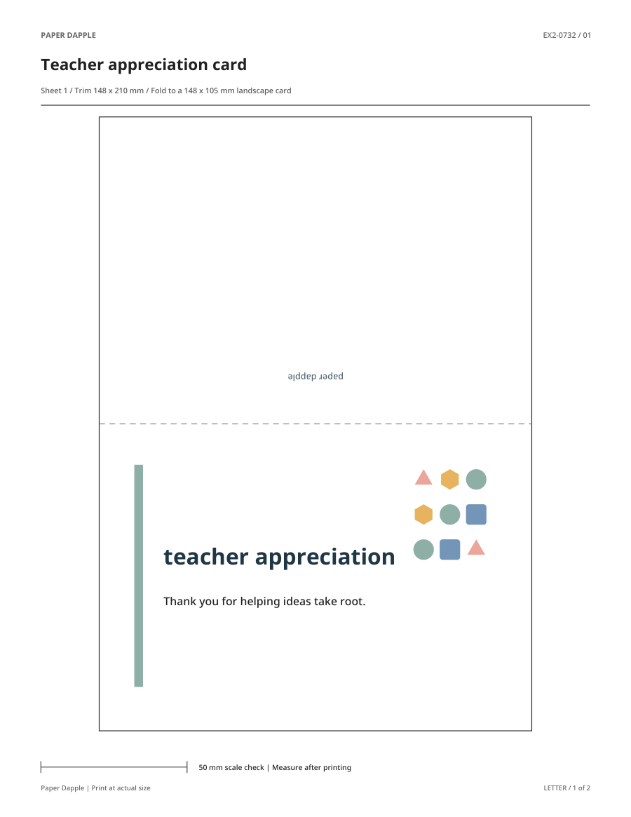 Preview of Teacher appreciation geometric greeting card