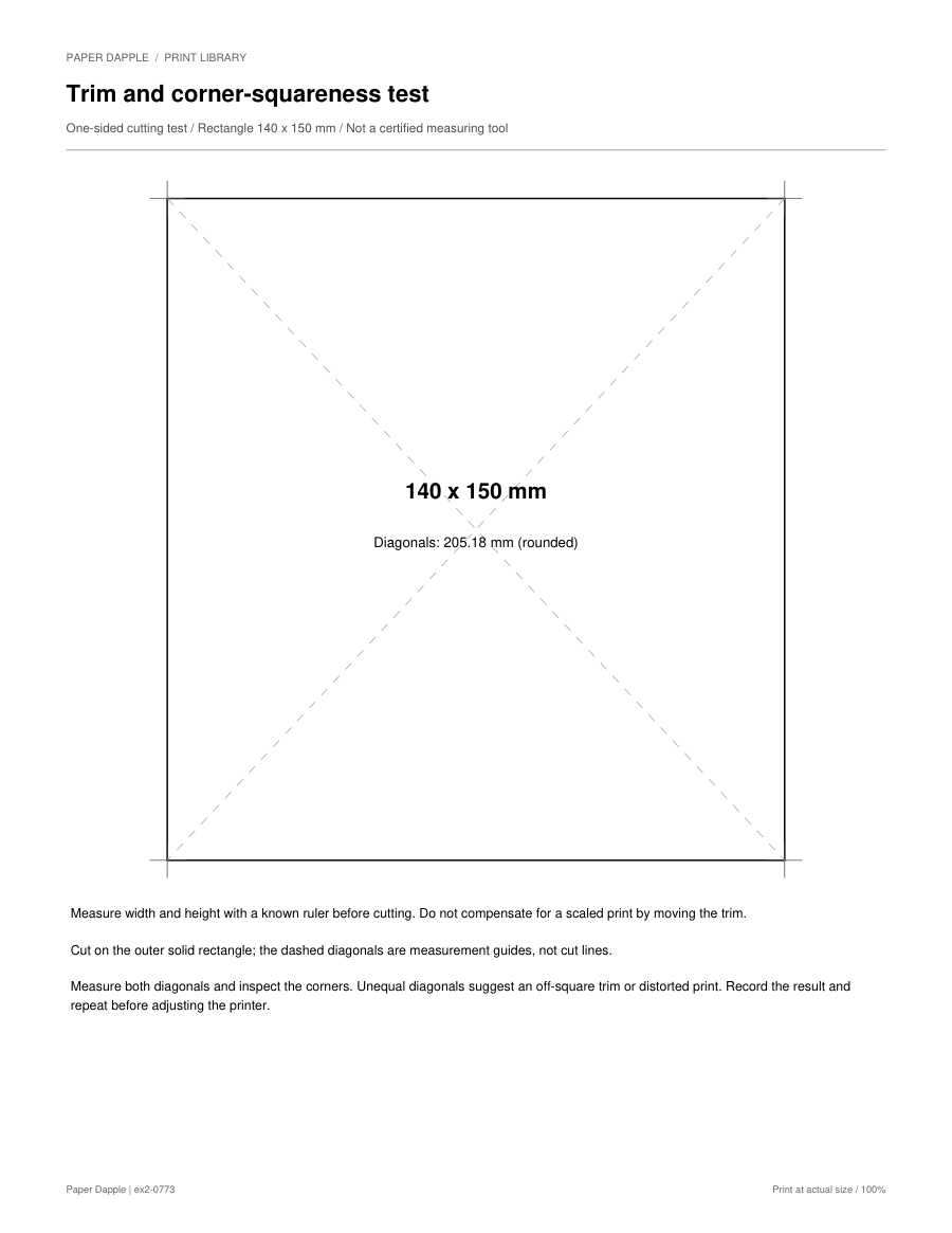 Preview of Trim and corner-squareness test