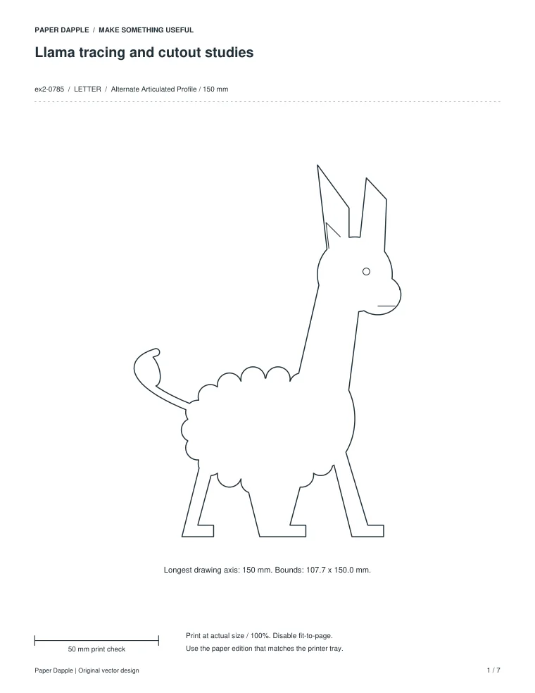 Preview of Llama tracing and cutout studies