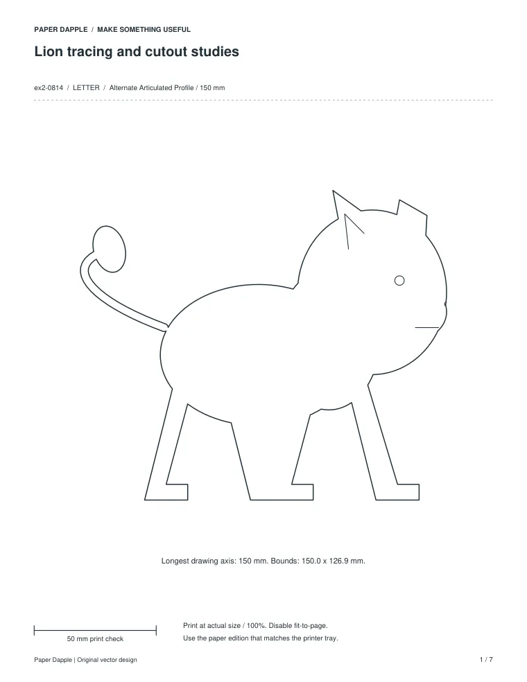 Preview of Lion tracing and cutout studies