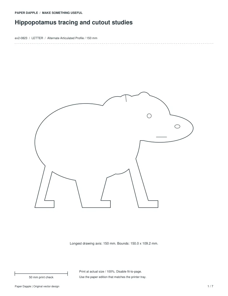 Preview of Hippopotamus tracing and cutout studies