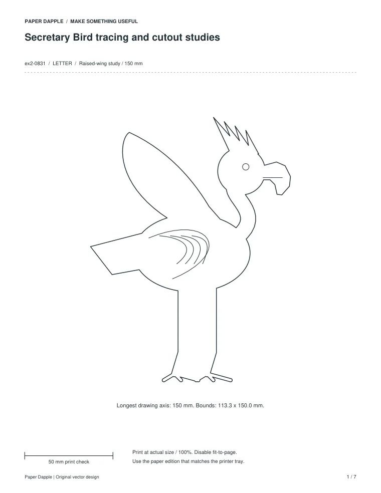 Preview of Secretary Bird tracing and cutout studies