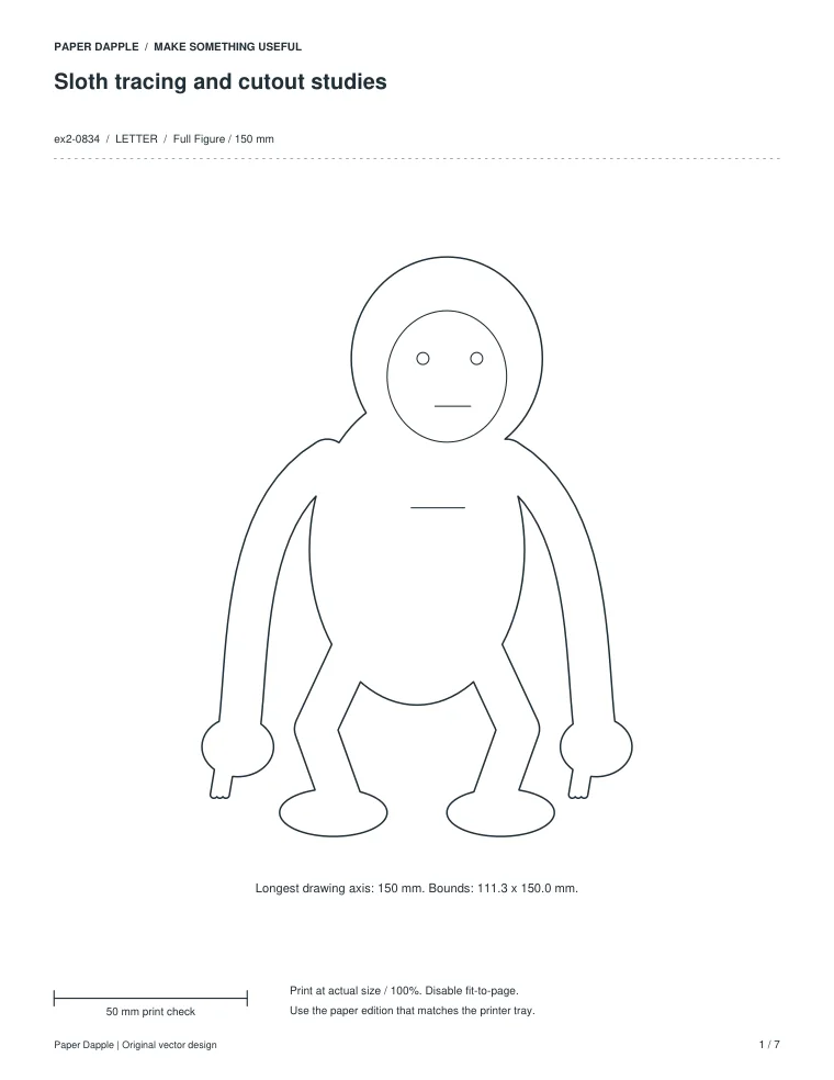 Preview of Sloth tracing and cutout studies