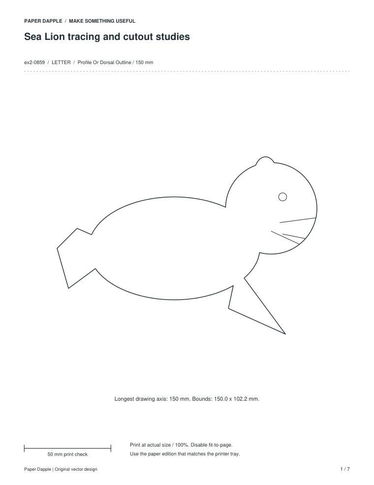 Preview of Sea Lion tracing and cutout studies