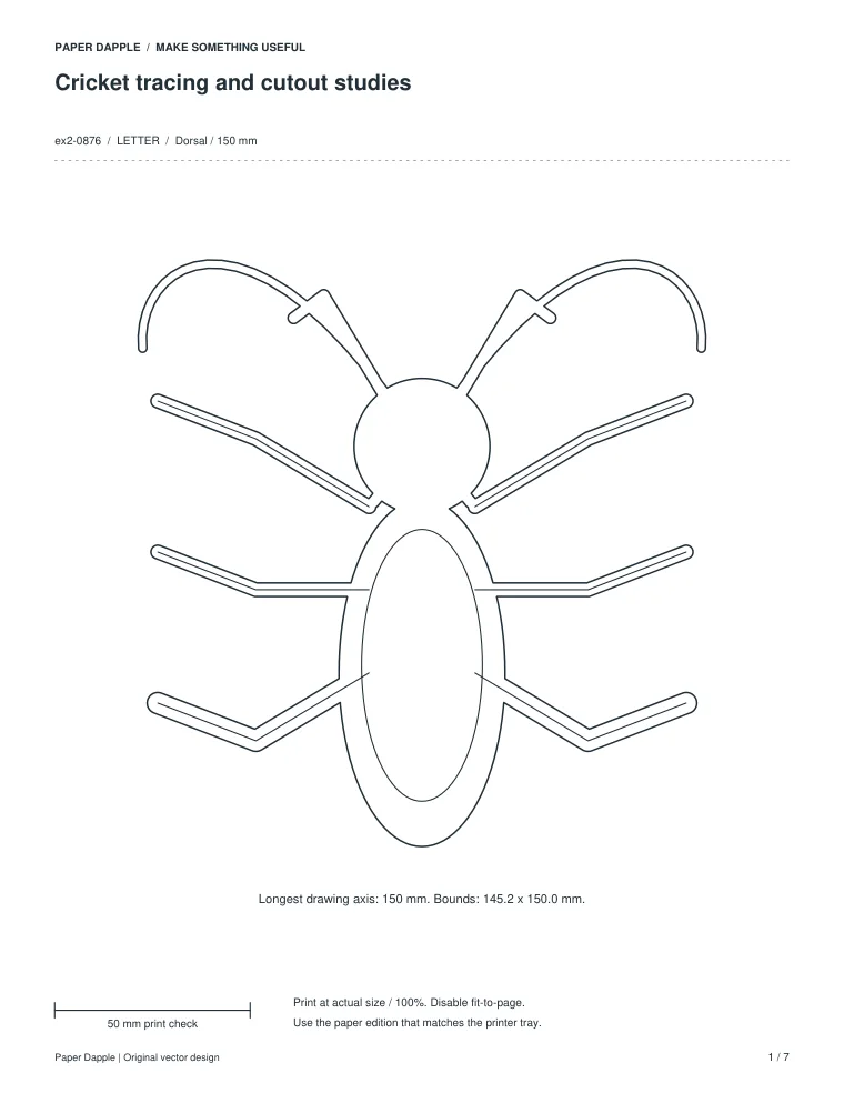 Preview of Cricket tracing and cutout studies