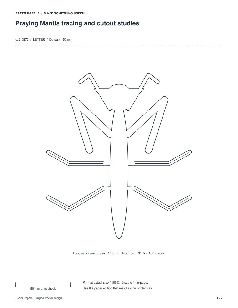 Preview of Praying Mantis tracing and cutout studies