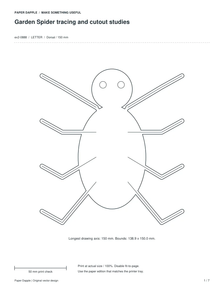 Preview of Garden Spider tracing and cutout studies