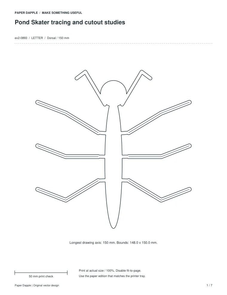 Preview of Pond Skater tracing and cutout studies