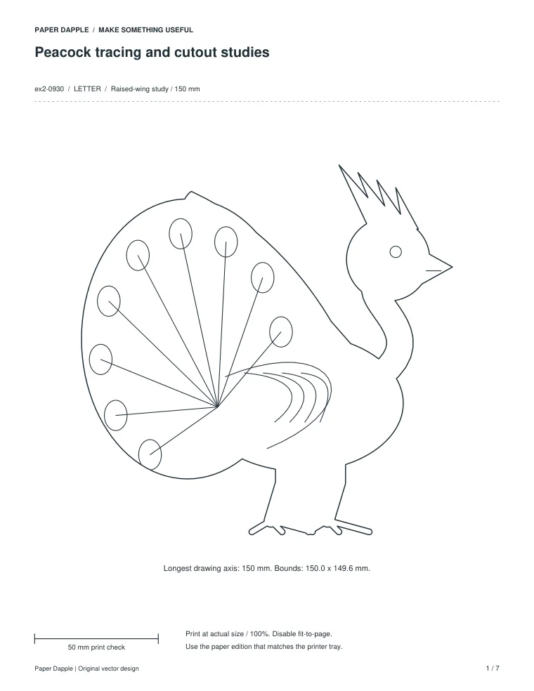 Preview of Peacock tracing and cutout studies