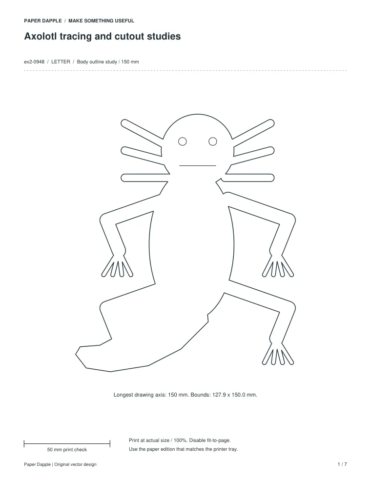 Preview of Axolotl tracing and cutout studies
