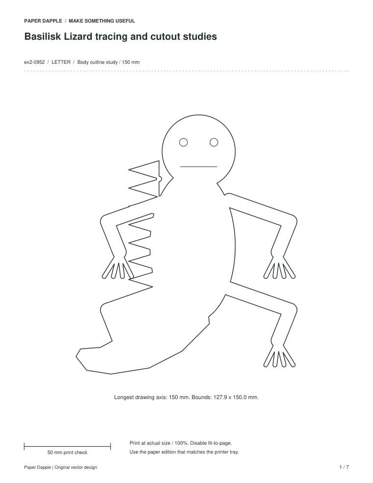 Preview of Basilisk Lizard tracing and cutout studies