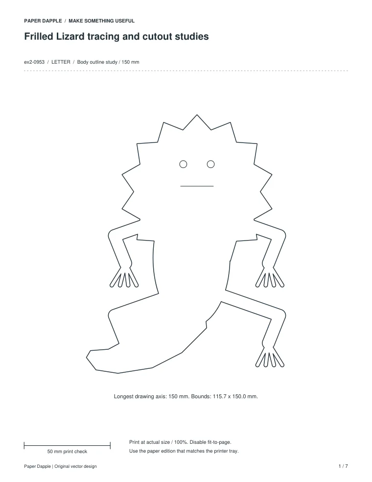 Preview of Frilled Lizard tracing and cutout studies