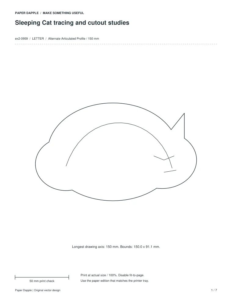 Preview of Sleeping Cat tracing and cutout studies