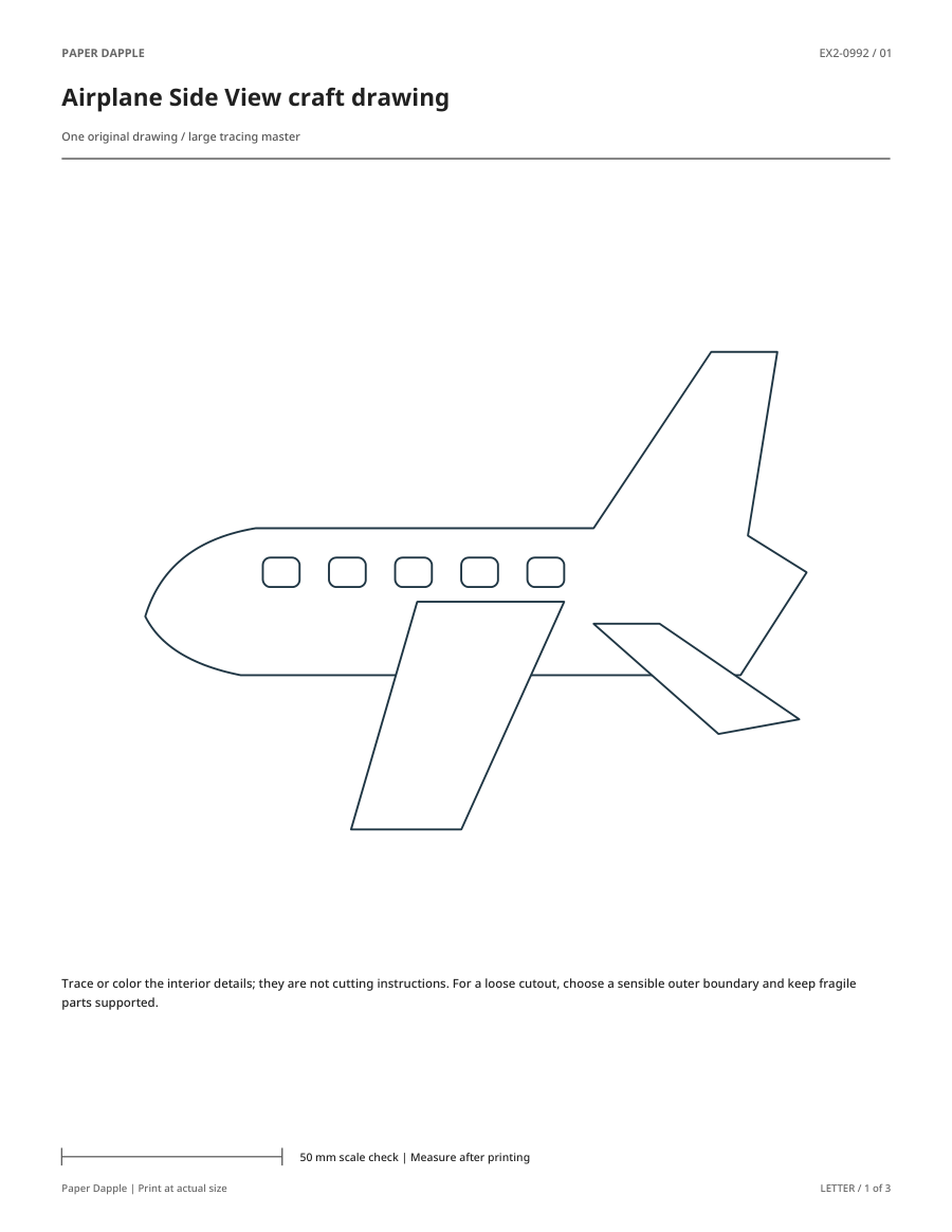 Preview of Airplane Side View craft drawing