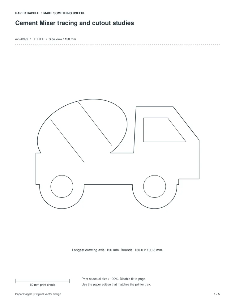 Preview of Cement Mixer tracing and cutout studies